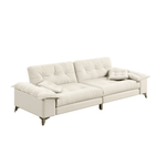 ZEUSFULLY 104.7 inch modern 4 seat cloud sofa in beige chenille upholstery with 5.12 inch metal legs.