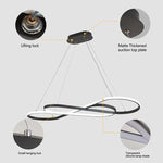 Remote control for dimmable infinity LED light fixture showing smart features