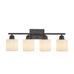 4-Light Black Bathroom Vanity Light with Frosted Glass Shades