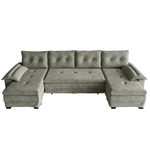 ZEUSFULLY 109.5 inch U-shaped sleeper sofa with stable iron frame in light grey