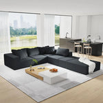Modular Sectional Sofa Black Upholstered Couch