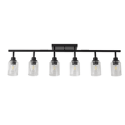 ZEUSFULLY 6-light black track lighting kit installed over modern kitchen island
