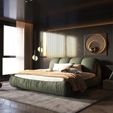 Luxury Queen Upholstered Platform Bed with Oversized Padded Headboard & Solid Wood Frame