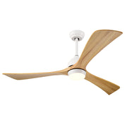 ZEUSFULLY 52 inch solid wood ceiling fan with light in a minimalist white and natural wood finish.