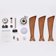 Quiet 6 speed reversible DC motor ceiling fan base with smart remote control interface.