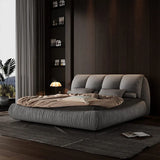 Luxury Queen Upholstered Platform Bed with Oversized Padded Headboard & Solid Wood Frame