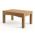 Brown convertible board game dining table for 4-6 players with removable tabletop leaves set up in a modern living room