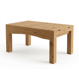 Brown convertible board game dining table for 4-6 players with removable tabletop leaves set up in a modern living room