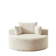 55” Corduroy Lounge Chair – No Assembly Fluffy Single Sofa with Ultra-Soft Support for Living Room & Bedroom