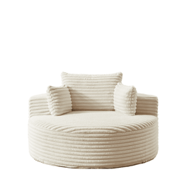 55” Corduroy Lounge Chair – No Assembly Fluffy Single Sofa with Ultra-Soft Support for Living Room & Bedroom