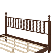 King Size Wood Platform Bed with Gourd-Shaped Headboard, Solid Wood Frame & Noise-Free Slat Support (No Box Spring)