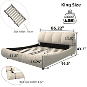 King Size Luxury Upholstered Platform Bed with Oversized Padded Backrest – High-End Solid Wood Frame with Cloud-Comfort Ergonomic Design