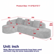Aura 111.8-Inch Modern Curved L-Shaped Modular Foam Sectional Sofa
