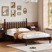Full Size Wood Platform Bed with Solid Frame & Slat Support, Retro Gourd Headboard for Stable, Noise-Free Sleep