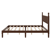 King Size Wood Platform Bed with Gourd-Shaped Headboard, Solid Wood Frame & Noise-Free Slat Support (No Box Spring)