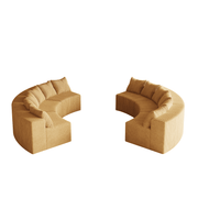 Curved Symmetrical Corduroy Modular Sectional Foam Sofa with 12 Pillows