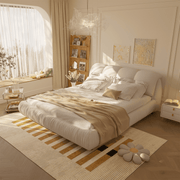 King Size Luxury Upholstered Platform Bed with Oversized Padded Backrest – High-End Solid Wood Frame with Cloud-Comfort Ergonomic Design