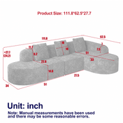 Aura 111.8-Inch Modern Curved L-Shaped Modular Foam Sectional Sofa