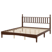 King Size Wood Platform Bed with Gourd-Shaped Headboard, Solid Wood Frame & Noise-Free Slat Support (No Box Spring)