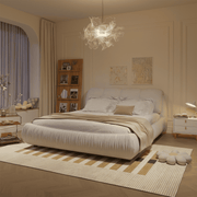 King Size Luxury Upholstered Platform Bed with Oversized Padded Backrest – High-End Solid Wood Frame with Cloud-Comfort Ergonomic Design