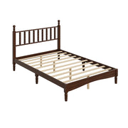 Full Size Wood Platform Bed with Solid Frame & Slat Support, Retro Gourd Headboard for Stable, Noise-Free Sleep