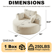 55” Corduroy Lounge Chair – No Assembly Fluffy Single Sofa with Ultra-Soft Support for Living Room & Bedroom
