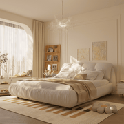 King Size Luxury Upholstered Platform Bed with Oversized Padded Backrest – High-End Solid Wood Frame with Cloud-Comfort Ergonomic Design