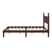 Full Size Wood Platform Bed with Solid Frame & Slat Support, Retro Gourd Headboard for Stable, Noise-Free Sleep