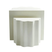 Modern Fiberglass Side Table Set of 2 with Wavy Edge Design – No Assembly End Tables for Living Room & Bedroom