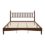 King Size Wood Platform Bed with Gourd-Shaped Headboard, Solid Wood Frame & Noise-Free Slat Support (No Box Spring)