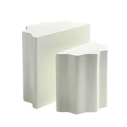 Modern Fiberglass Side Table Set of 2 with Wavy Edge Design – No Assembly End Tables for Living Room & Bedroom