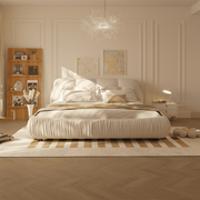 King Size Luxury Upholstered Platform Bed with Oversized Padded Backrest – High-End Solid Wood Frame with Cloud-Comfort Ergonomic Design