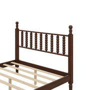 Full Size Wood Platform Bed with Solid Frame & Slat Support, Retro Gourd Headboard for Stable, Noise-Free Sleep