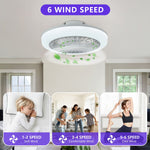 ZEUSFULLY 18 inch white smart ceiling fan with RGB light for kids room