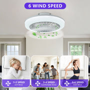 ZEUSFULLY 18 inch white smart ceiling fan with RGB light for kids room