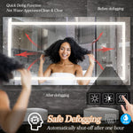 Intelligent anti-fog LED bathroom mirror with built-in defroster for steam-free reflection