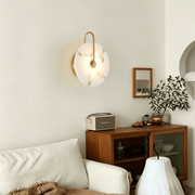 Round Alabaster Wall Sconce, Natural Marble Wall Light – Modern Hardwired LED Circular Wall Lamp for Bedroom, Hallway, Living Room, Bedside, Staircase