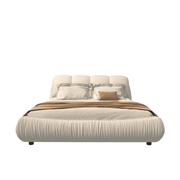 King Size Luxury Upholstered Platform Bed with Oversized Padded Backrest – High-End Solid Wood Frame with Cloud-Comfort Ergonomic Design