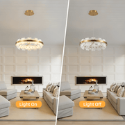 Modern Alabaster Round Chandelier, 20 Inch Adjustable Ceiling Light Fixture – Gold Hanging Pendant Light for Dining Room, Living Room, Bedroom, Hallway, Entryway