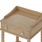 Retro Solid Wood Nightstand with Storage Drawer and Open Display Shelf