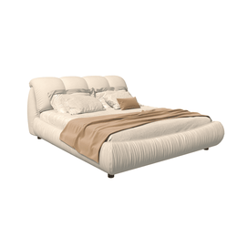 King Size Luxury Upholstered Platform Bed with Oversized Padded Backrest – High-End Solid Wood Frame with Cloud-Comfort Ergonomic Design