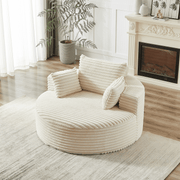 55” Corduroy Lounge Chair – No Assembly Fluffy Single Sofa with Ultra-Soft Support for Living Room & Bedroom