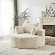 55” Corduroy Lounge Chair – No Assembly Fluffy Single Sofa with Ultra-Soft Support for Living Room & Bedroom