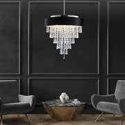 Velvet shade chandelier reflecting light upward for soft bedroom ambiance
