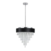 ZEUSFULLY 18 inch modern crystal chandelier with black velvet anti-glare shade