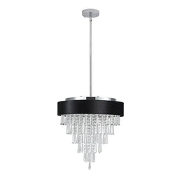 ZEUSFULLY 18 inch modern crystal chandelier with black velvet anti-glare shade