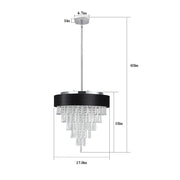 18” Modern Crystal Chandelier with Velvet Anti-Glare Shade, Adjustable Height, 5-Light G9