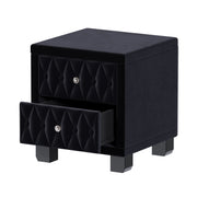 Elegant Upholstered Velvet Nightstand with Button-Tufted Design and Crystal Knobs
