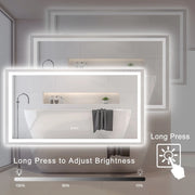 LED Bathroom Mirror with Front & Backlit Lighting, 5MM Tempered Glass, Anti-Fog, Dimmable, 3 Color Modes