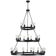 45 Inch Retro Industrial Pendant Light black 3-layer farmhouse chandelier